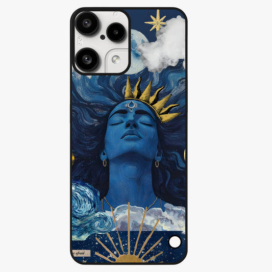 Aesthetic Lord Shiva Glass Case showing flat back view with divine Shiva artwork and glossy glass finish.