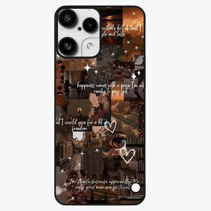 Bittersweet Aesthetic Chaos Glass Case showing flat back view with artistic chaotic aesthetic design and glossy glass finish.