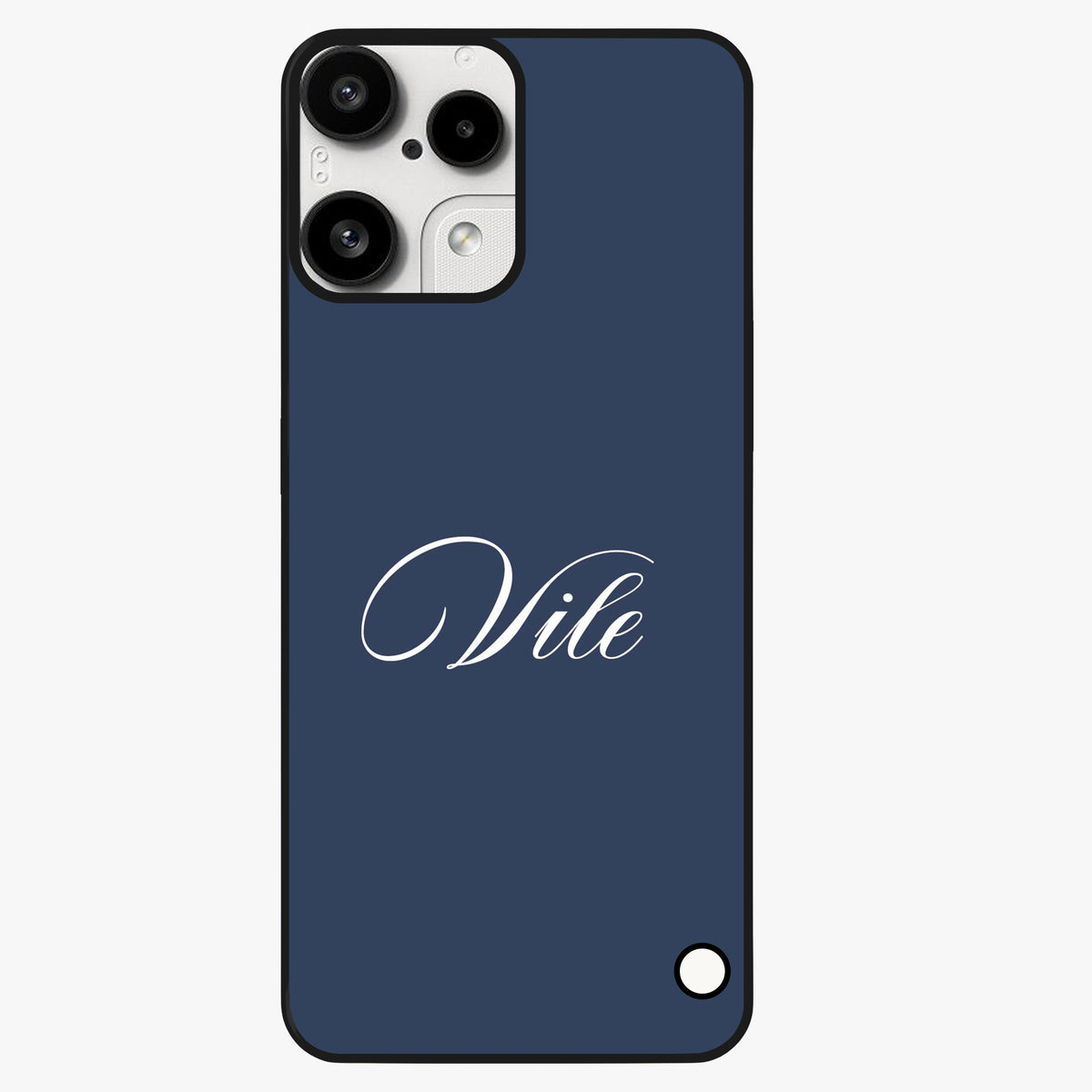 Blue Background Personalized Custom Name Glass Case showing flat back view with minimal blue background and custom name design.
