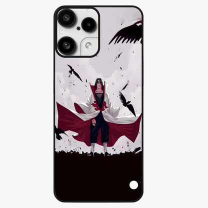 Crimson Crow Ascension Glass Case showing flat back view with mystical crow artwork and glossy glass finish.