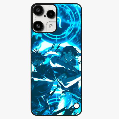 Cursed Energy Clash Glass Case showing flat back view with intense cursed energy artwork and glossy glass finish.