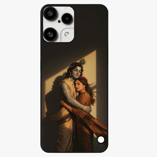Divine Eternal Love Glass Case showing flat back view with spiritual love themed artwork and glossy glass finish.