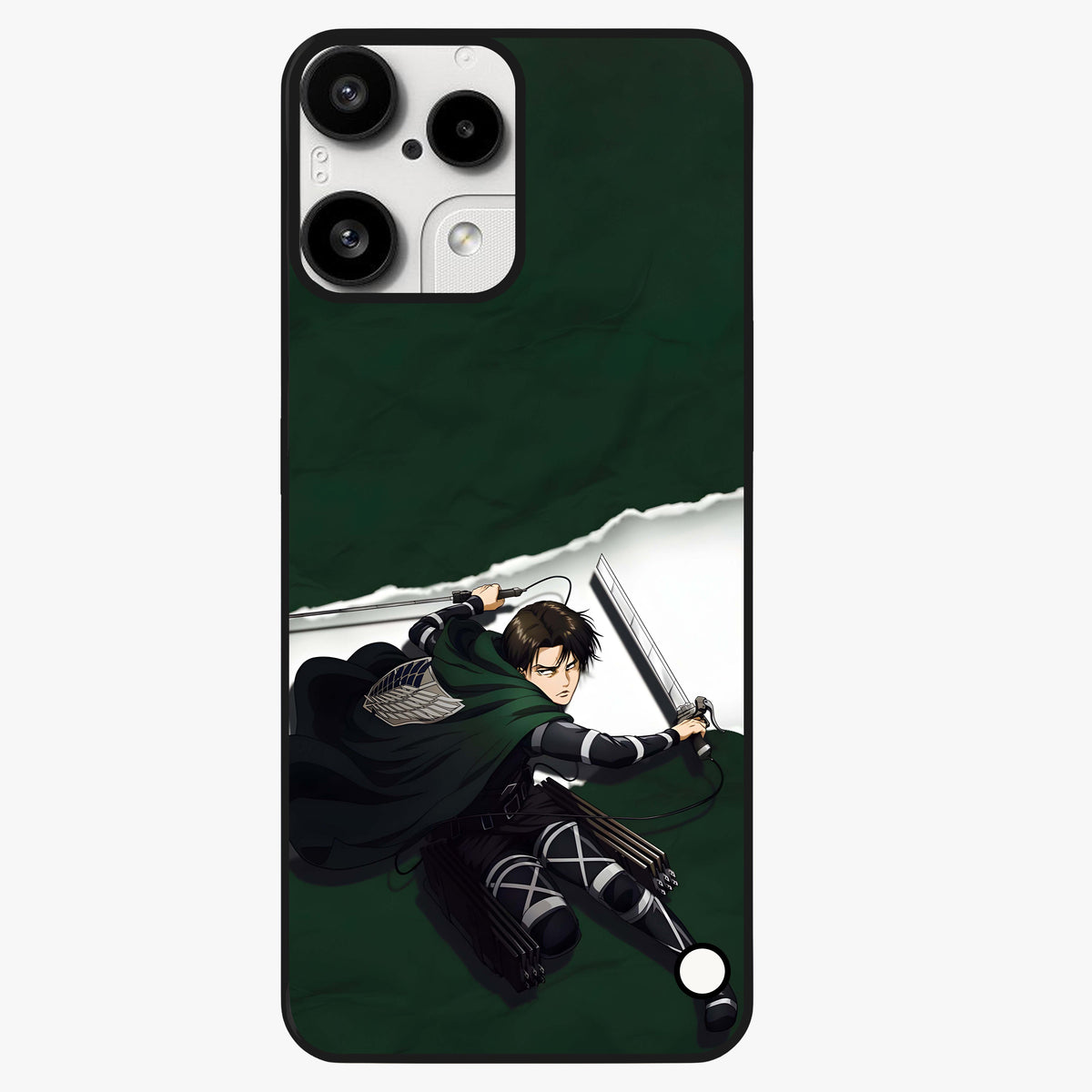 Emerald War Vanguard Glass Case showing flat back view with powerful warrior themed artwork and glossy glass finish.
