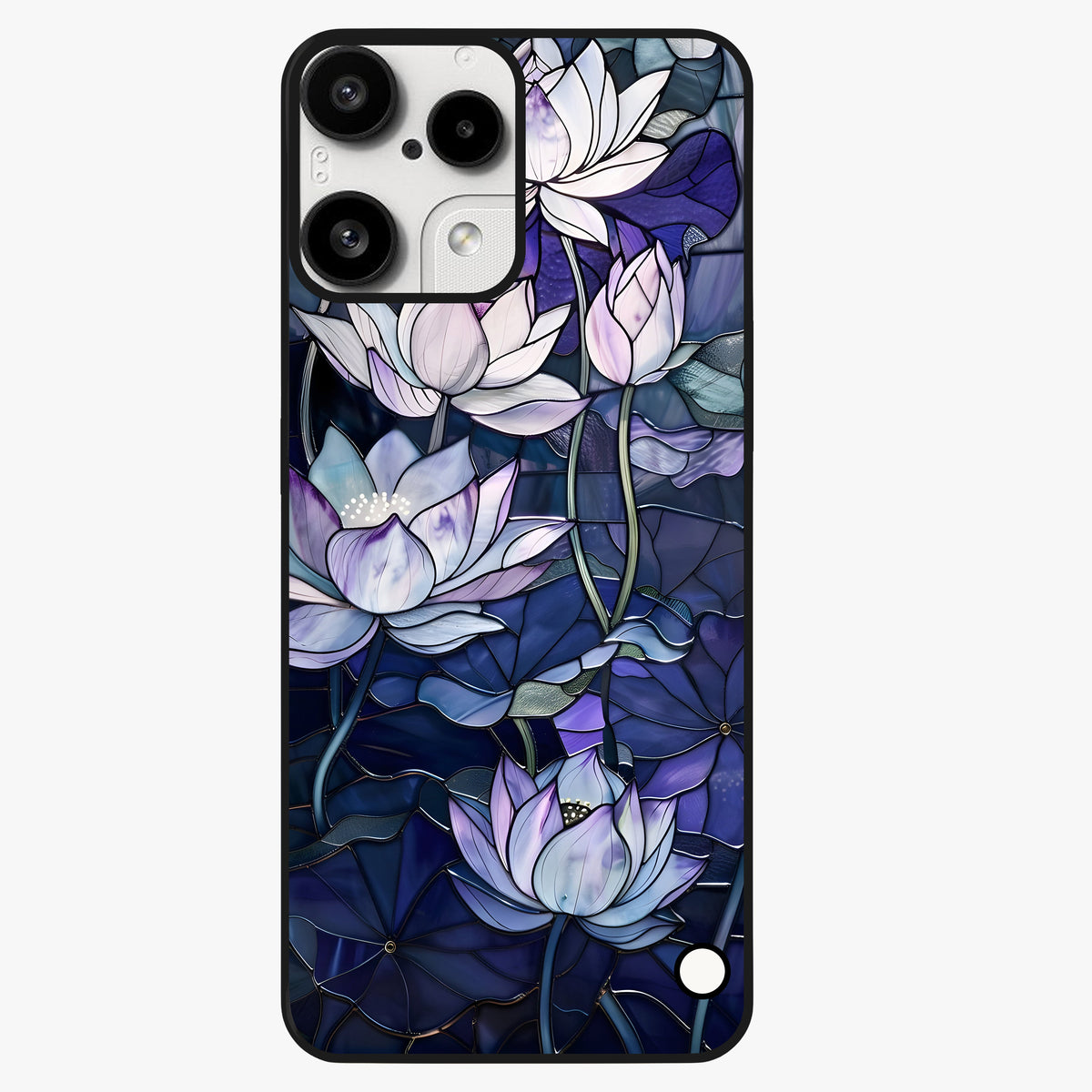 Gloss Petal Rush Glass Case showing flat back view with glossy flower petal artwork and smooth glass finish.