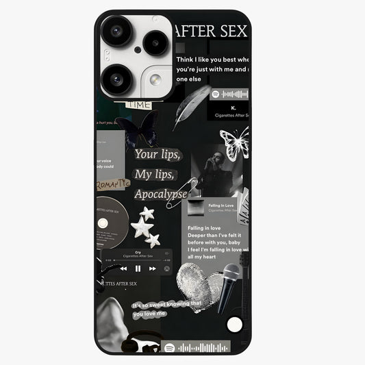 Midnight Love Echo Glass Case showing flat back view with romantic midnight themed artwork and glossy glass finish.