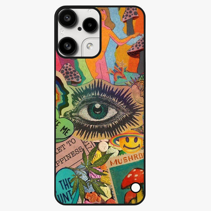 Mystic Eye Wonderland Glass Case showing flat back view with mystical eye themed artwork and glossy glass finish.