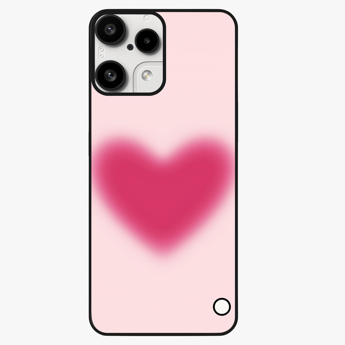 Pink Aura Heart Glass Case showing flat back view with glowing heart artwork and glossy glass finish.
