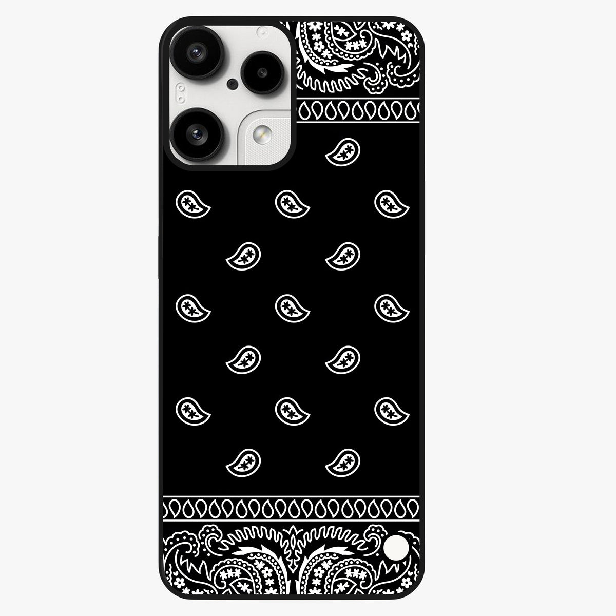 Retro Rebel Threads Glass Case showing flat back view with vintage street style artwork and glossy glass finish.