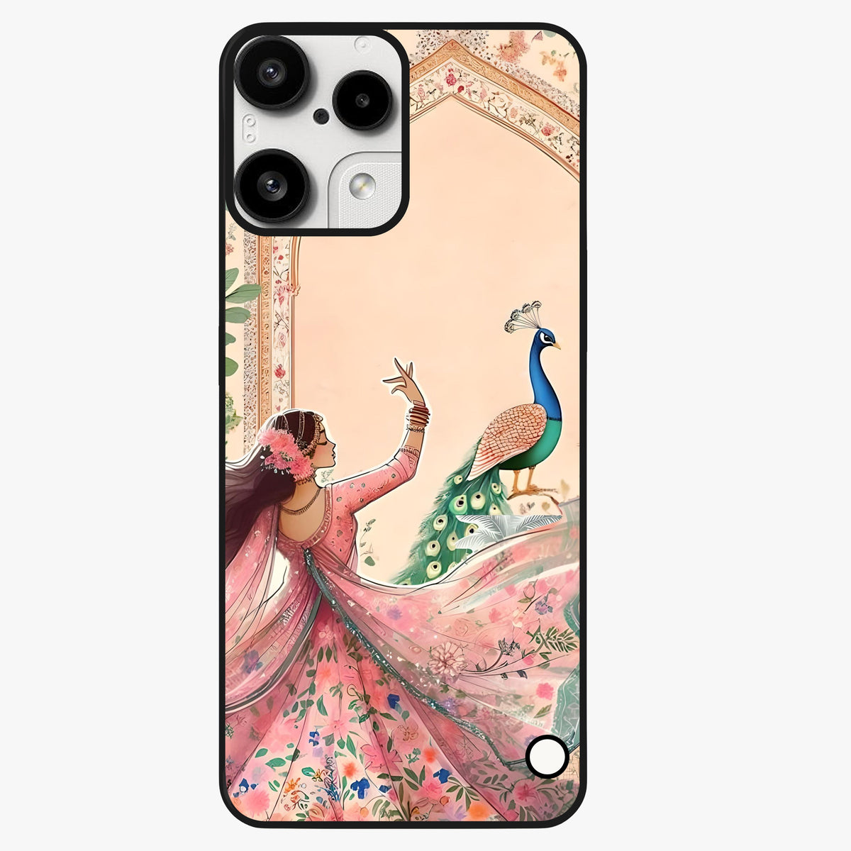 Royal Grace Muse Glass Case showing flat back view with elegant artistic artwork and glossy glass finish.