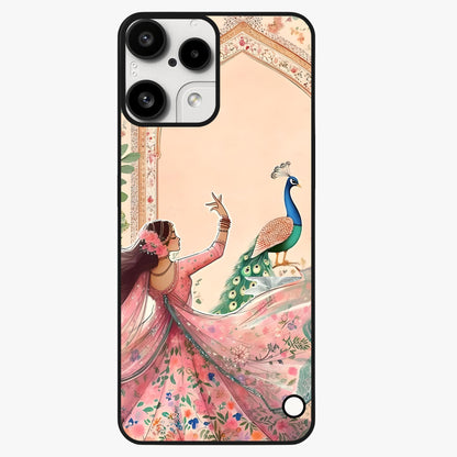 Royal Grace Muse Glass Case showing flat back view with elegant artistic artwork and glossy glass finish.