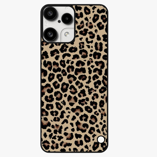 Savage Chic Pattern Glass Case showing flat back view with stylish patterned artwork and glossy glass finish.