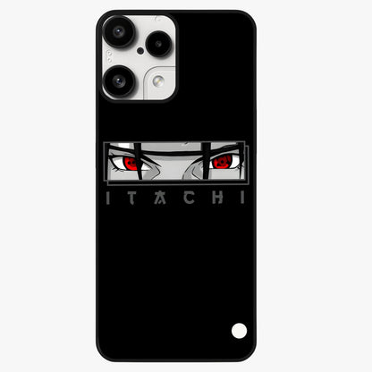 Scarlet Gaze Dominance Glass Case showing flat back view with striking red themed artwork and glossy glass finish.