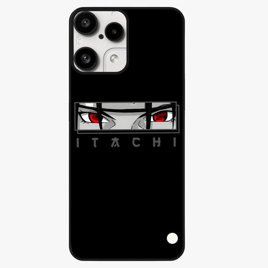 Scarlet Gaze Dominance Glass Case showing flat back view with striking red themed artwork and glossy glass finish.