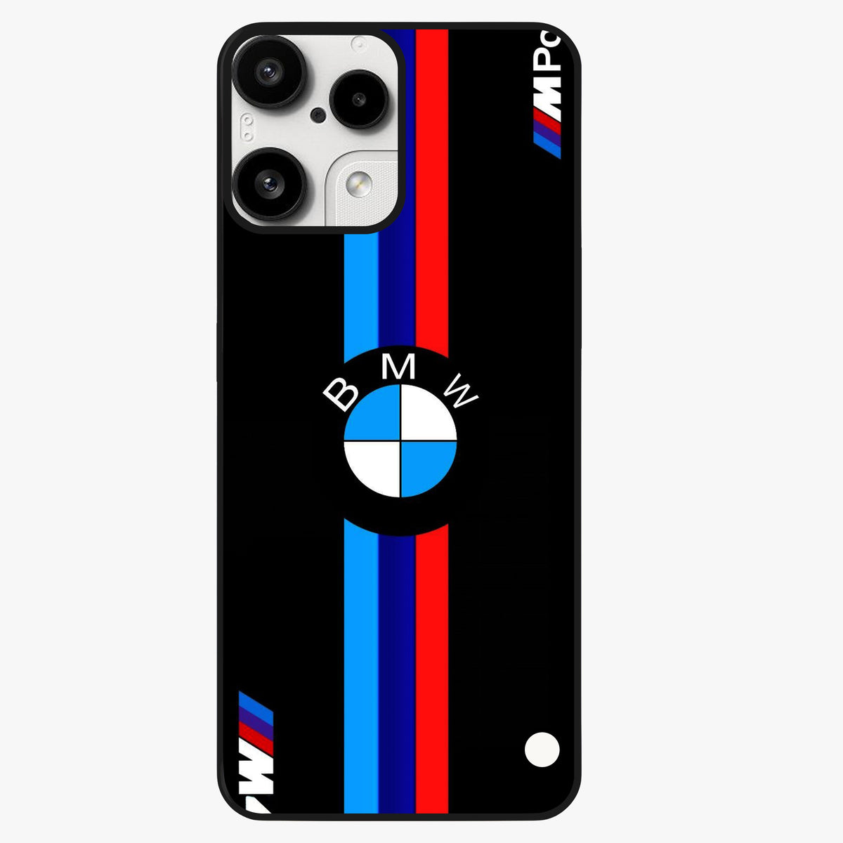 Turbo BMW Beast Glass Case showing flat back view with high performance sports car artwork and glossy glass finish.
