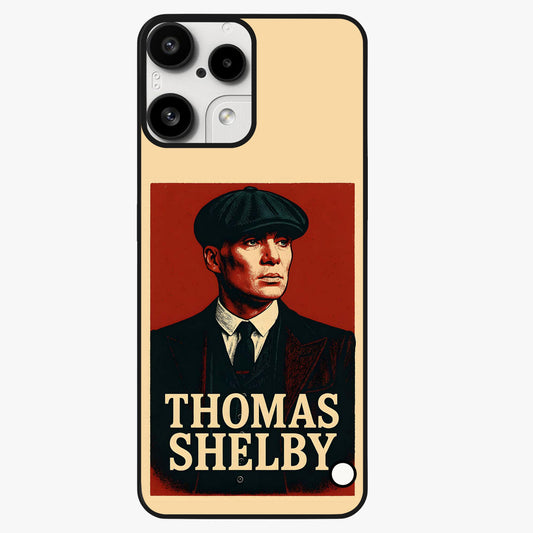 Vintage Mafia Authority Glass Case showing flat back view with bold vintage mafia inspired artwork and glossy glass finish.