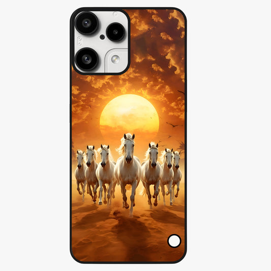 Wild Sunset Majesty Glass Case showing flat back view with majestic sunset landscape artwork and glossy glass finish.