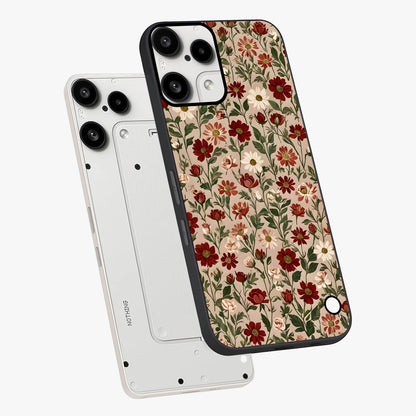 Biege Flower With Leaf Glass Case displayed in angled mockup highlighting minimal floral leaf design and elegant aesthetic.