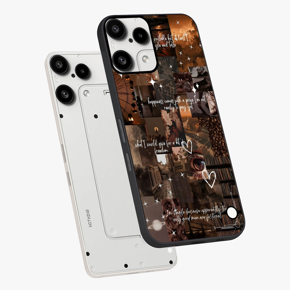 Bittersweet Aesthetic Chaos Glass Case displayed in angled mockup highlighting expressive abstract artwork and edgy aesthetic theme.