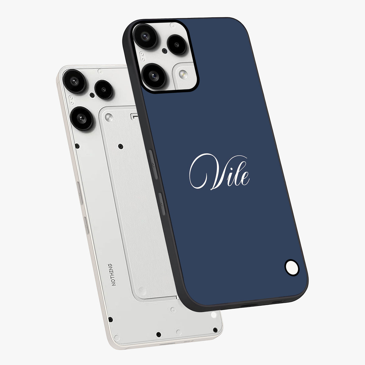 Blue Vintage Floral Pattern Glass Case showing flat back view with elegant vintage floral artwork and glossy glass finish.