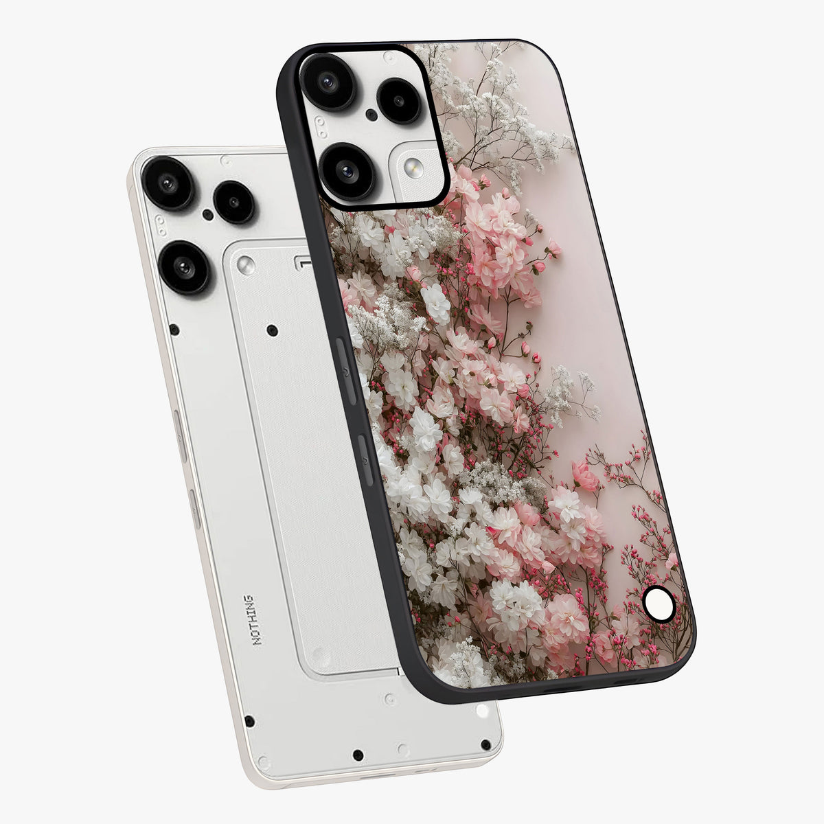 Blush Blossom Cloud Glass Case displayed in angled mockup highlighting soft cloud and blossom design with pastel aesthetic.