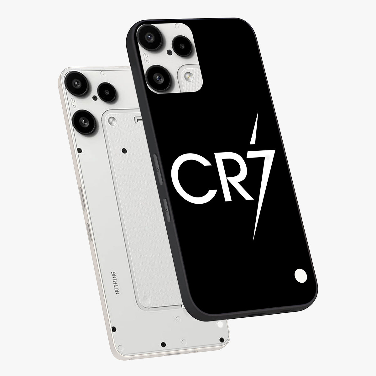 Cr7 Elite Strike Glass Case displayed in angled mockup highlighting powerful sports graphic with bold athletic theme.