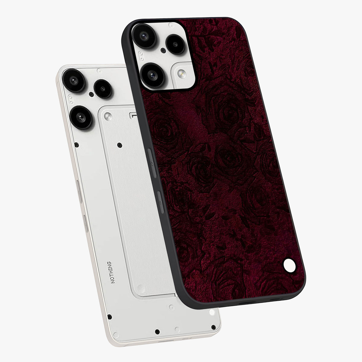 Crimson Fade Flow Glass Case displayed in angled mockup highlighting smooth gradient design with modern aesthetic style.