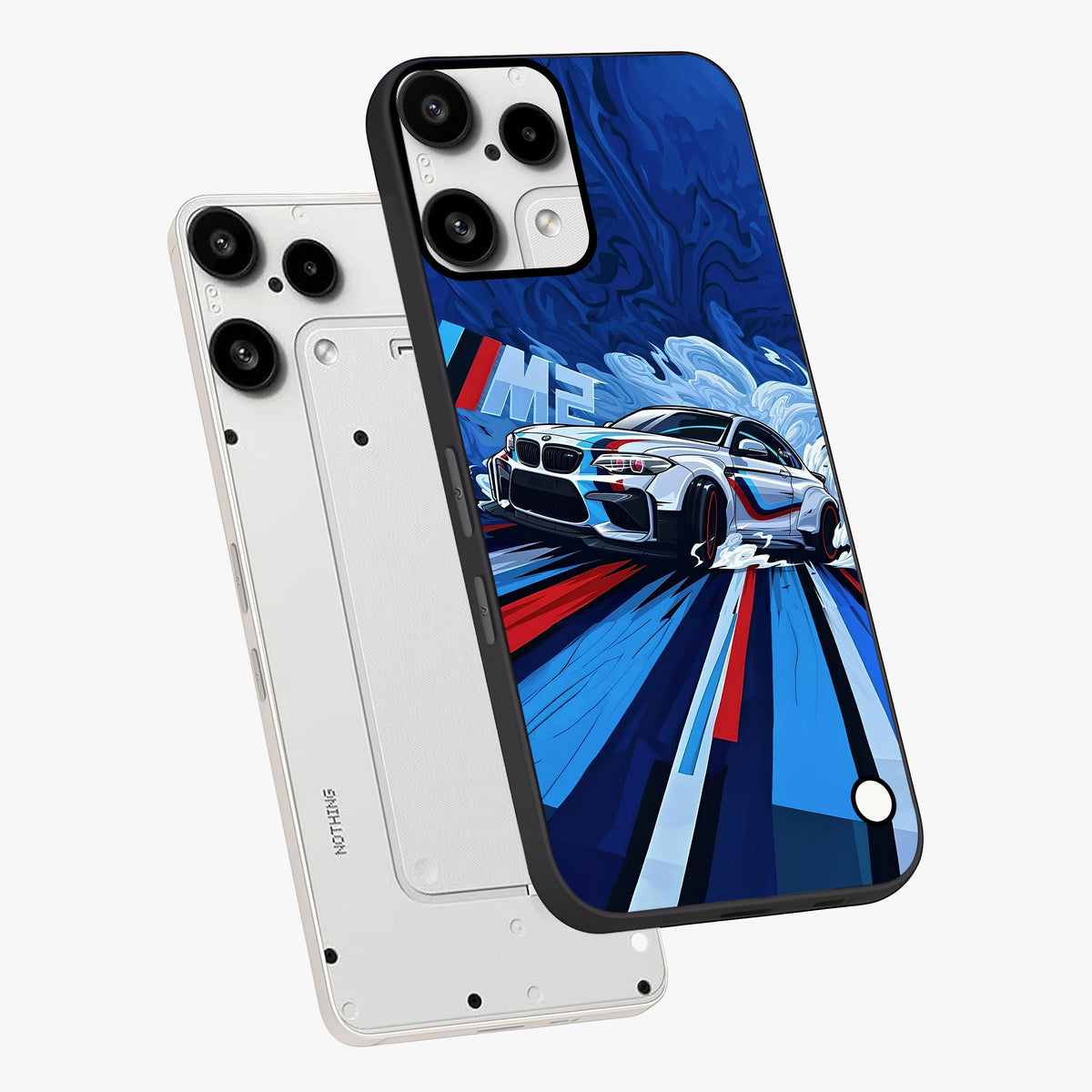 Drift Power Rush Glass Case displayed in angled mockup highlighting powerful drift car design with sporty aesthetic style.