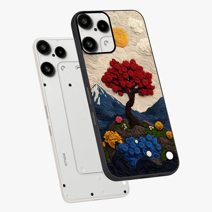 Eternal Nature Tapestry Glass Case displayed in angled mockup highlighting detailed botanical pattern with artistic aesthetic.