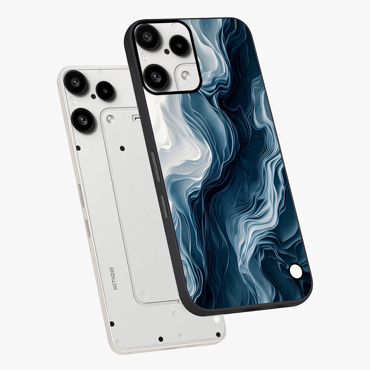 Ethereal Paper Marble Glass Case displayed in angled mockup highlighting elegant marble pattern with modern aesthetic style.