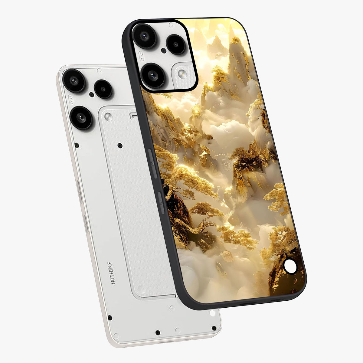 Gates Of Illumination Glass Case displayed in angled mockup highlighting radiant portal inspired design with fantasy aesthetic.