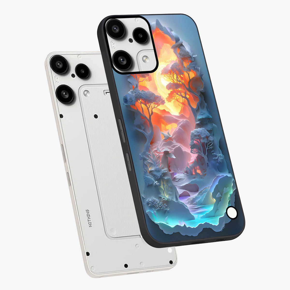 Glow Forest Portal Glass Case displayed in angled mockup highlighting mystical forest design with magical glowing aesthetic.