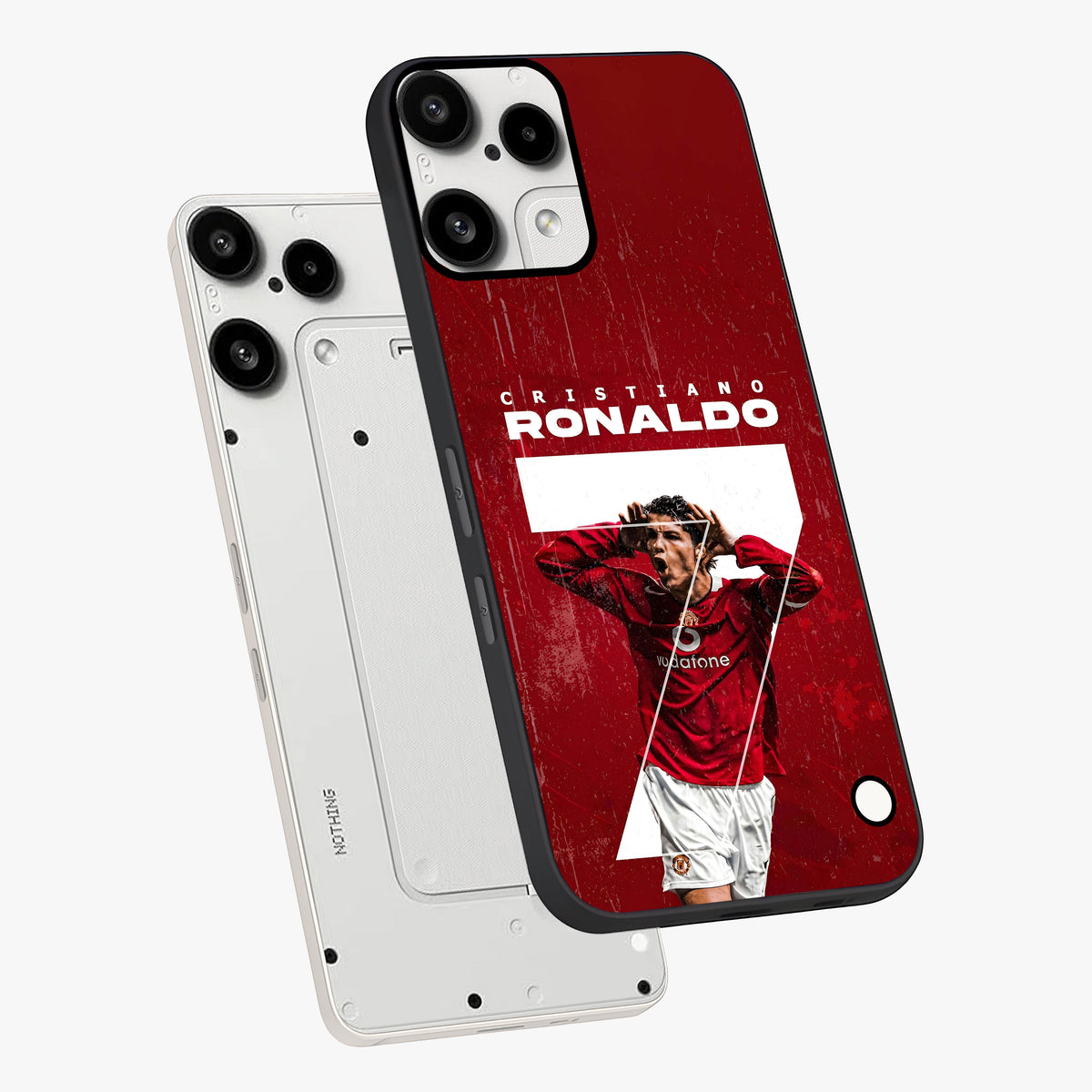 Goal Celebration Legacy Glass Case displayed in angled mockup highlighting energetic sports celebration design with bold athletic theme.