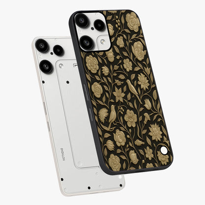 Golden Evil Eye Mandala Glass Case displayed in angled mockup highlighting protective evil eye symbol with golden mandala design.