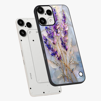 Lavender Dream Glow Glass Case displayed in angled mockup highlighting dreamy purple glow design with soft artistic style.