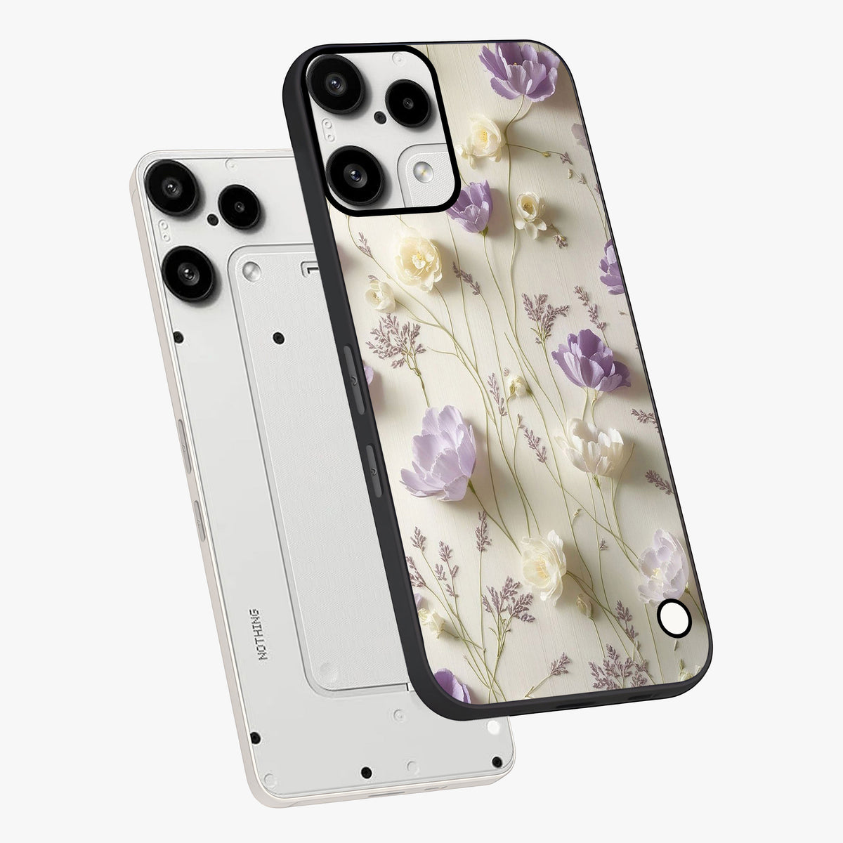 Lilac Breeze Harmony Glass Case displayed in angled mockup highlighting calm lilac breeze design with soothing aesthetic style.