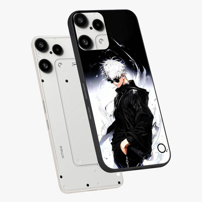 Limitless Shadow King Glass Case displayed in angled mockup highlighting dramatic dark hero design with intense aesthetic.