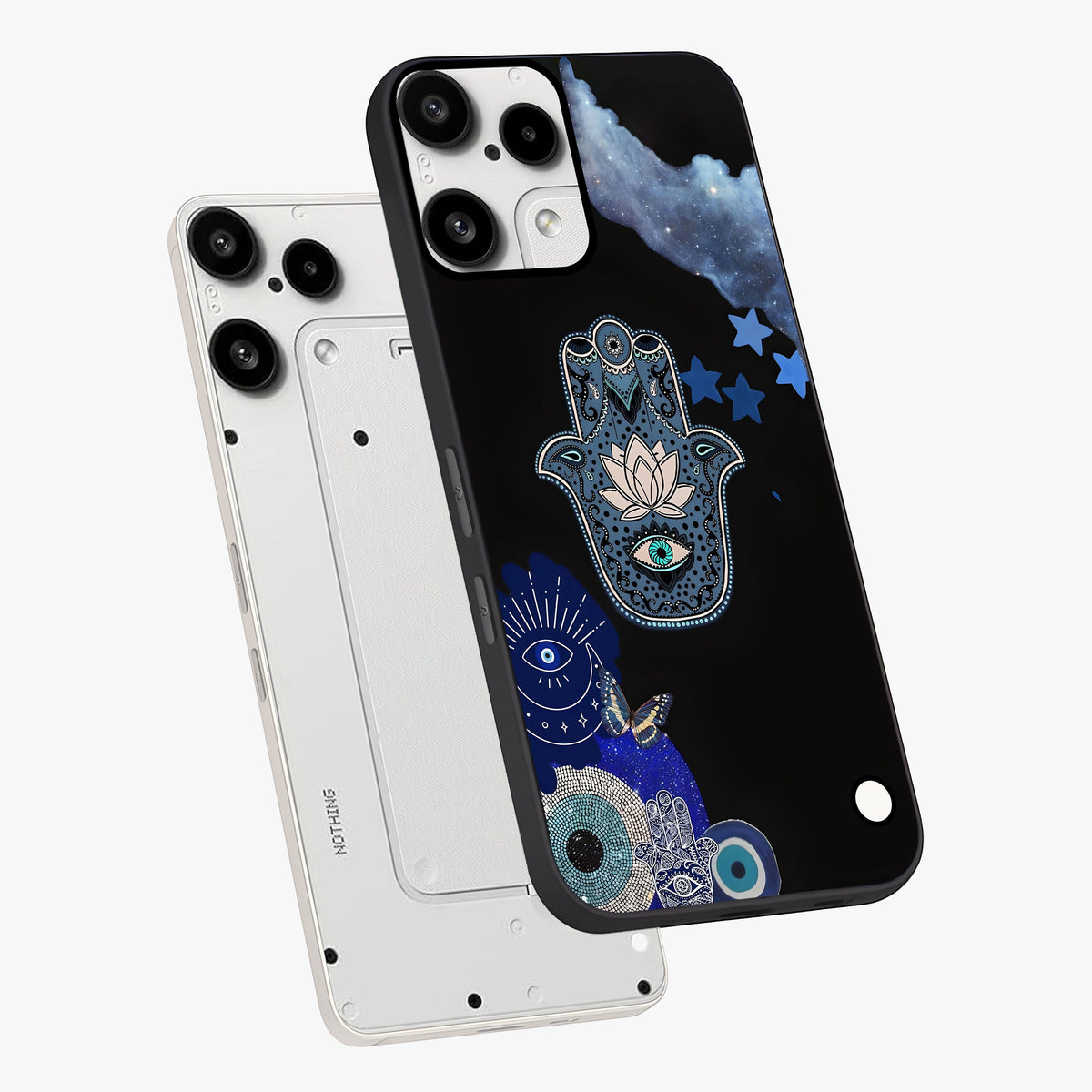 Mystic Hand Aura Glass Case displayed in angled mockup highlighting magical aura design with spiritual aesthetic style.