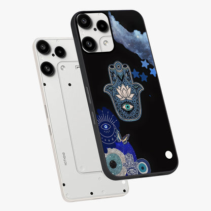 Mystic Hand Aura Glass Case displayed in angled mockup highlighting magical aura design with spiritual aesthetic style.