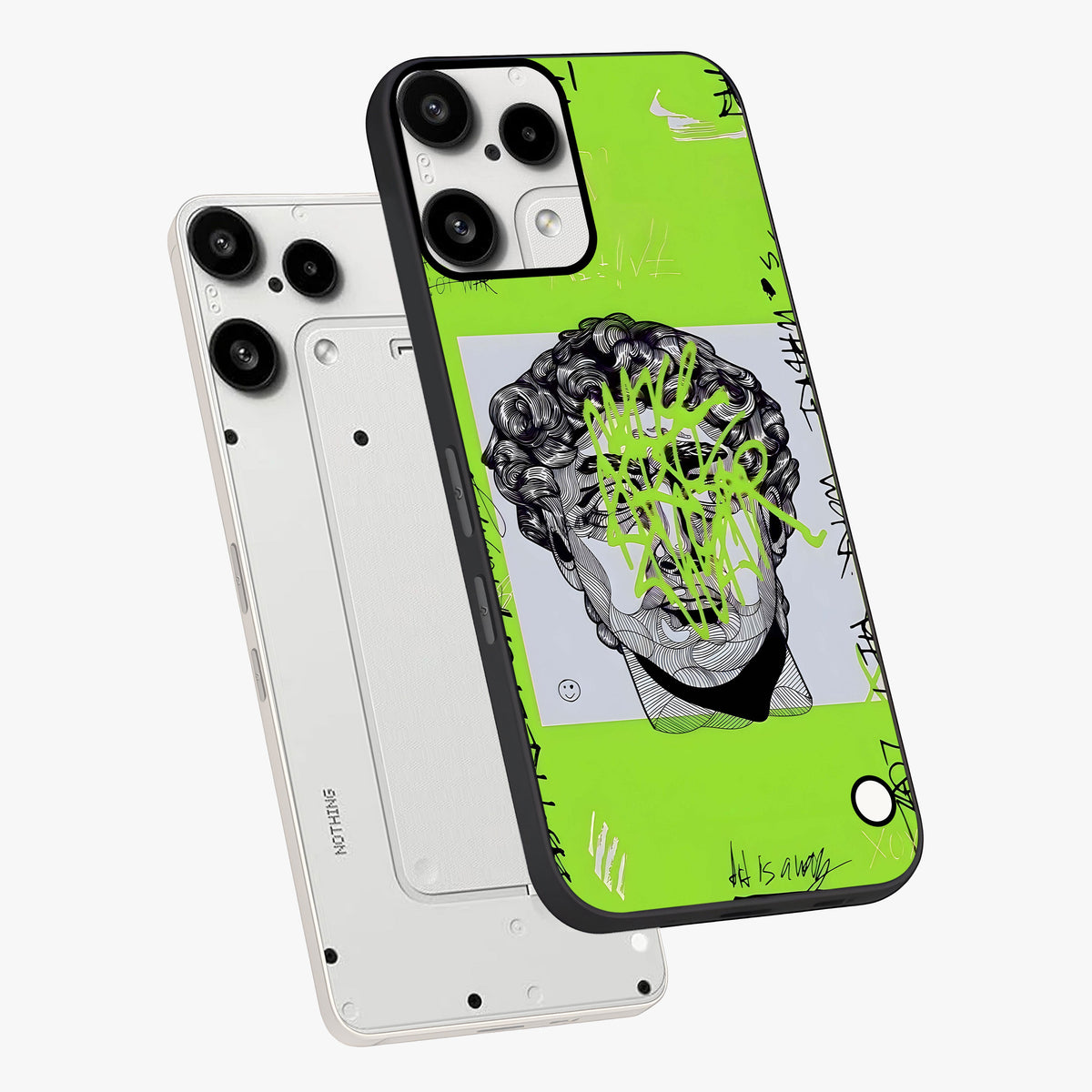 Neo Graffiti Rebellion Glass Case displayed in angled mockup highlighting urban street art design with rebellious aesthetic.