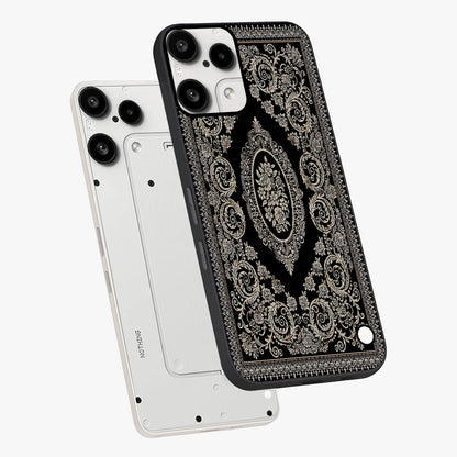 Noir Bloom Elegance Glass Case displayed in angled mockup highlighting refined flower design with stylish noir aesthetic.