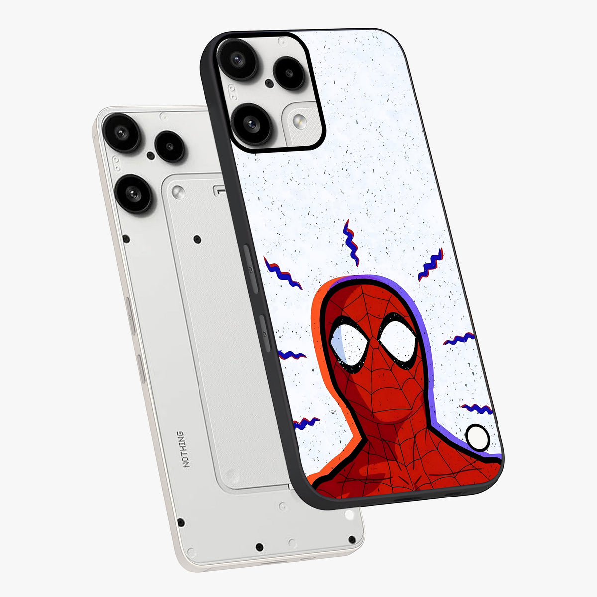 Omg Spiderman Glass Case displayed in angled mockup highlighting dynamic hero illustration with action comic aesthetic.