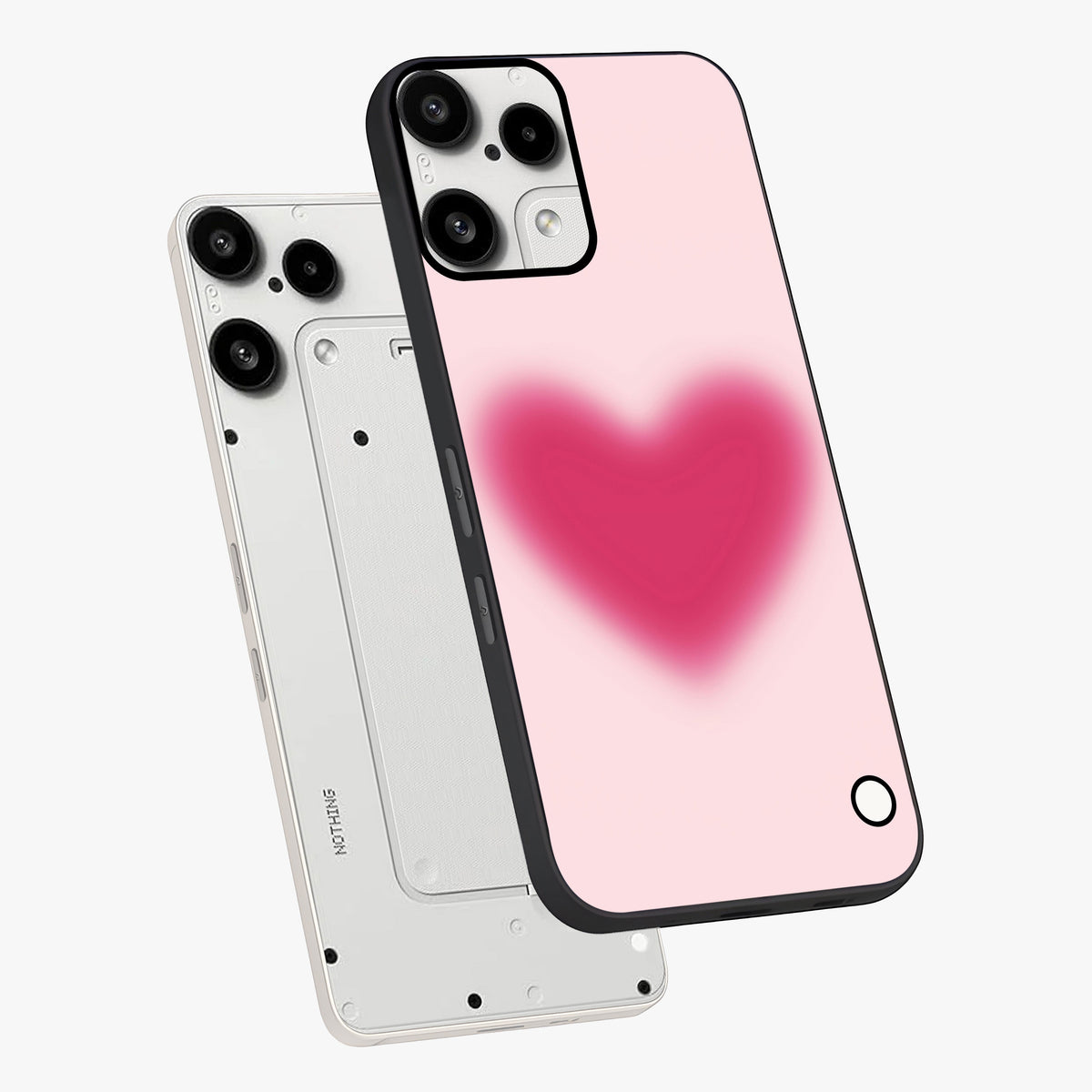Pink Aura Heart Glass Case displayed in angled mockup highlighting vibrant pink heart design with dreamy aura aesthetic.