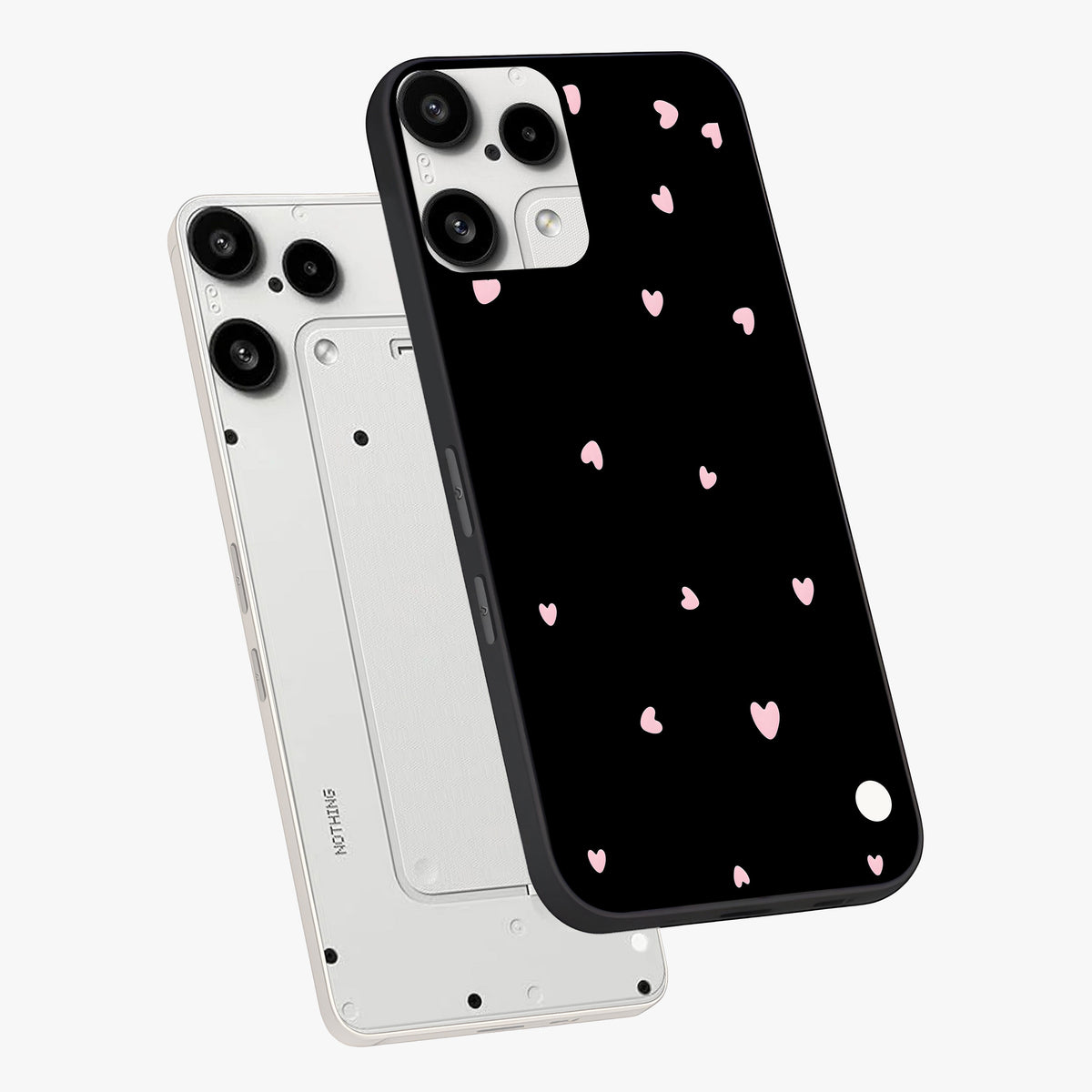 Pink Love Drops Glass Case displayed in angled mockup highlighting cute love drop design with vibrant pink aesthetic.