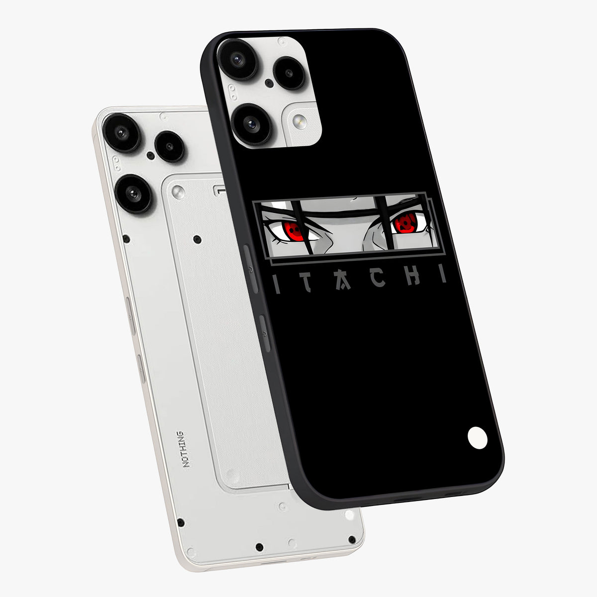 Scarlet Gaze Dominance Glass Case displayed in angled mockup highlighting intense visual design with bold scarlet aesthetic.