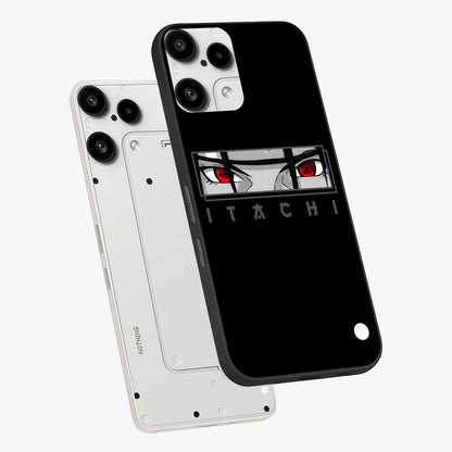 Scarlet Gaze Dominance Glass Case displayed in angled mockup highlighting intense visual design with bold scarlet aesthetic.
