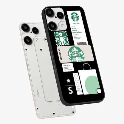 Starbucks Mocha Glass Case displayed in angled mockup highlighting stylish mocha themed design with cozy café aesthetic.