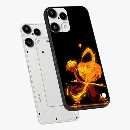 Thunder Flame Execution Glass Case displayed in angled mockup highlighting dramatic fire themed design with intense fantasy aesthetic.