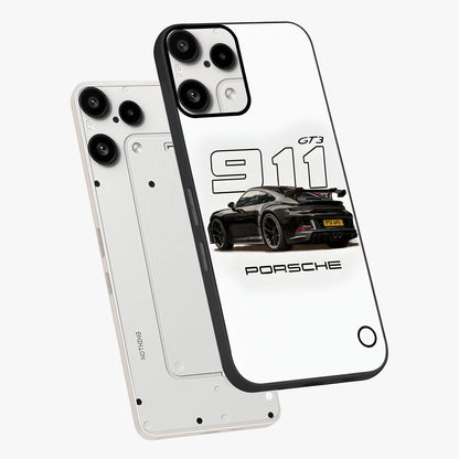 Turbo Legacy Icon Glass Case displayed in angled mockup highlighting dynamic automotive design with performance aesthetic.