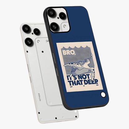 Worry Less Swim Glass Case displayed in angled mockup highlighting fun typography design with relaxed aesthetic style.