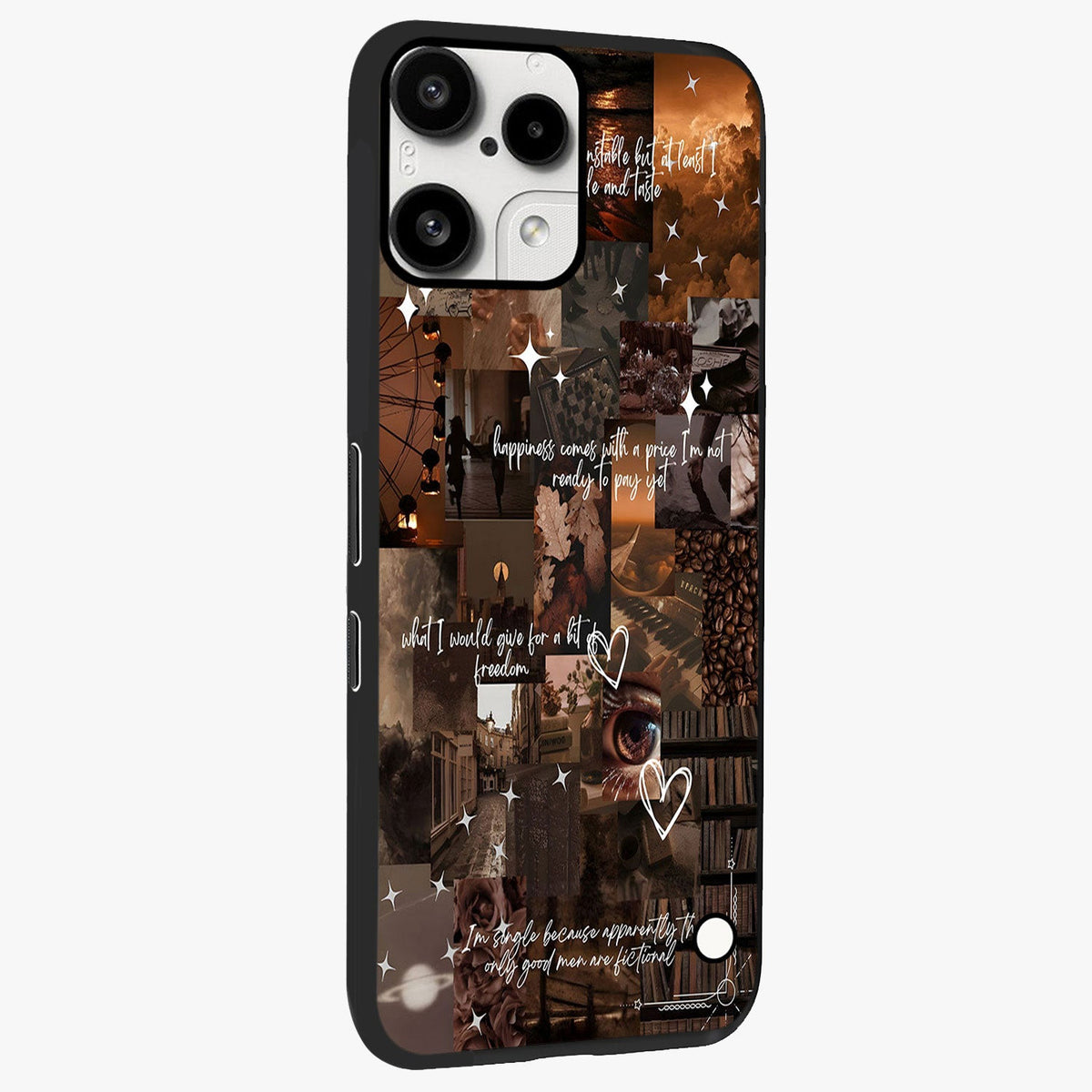 Bittersweet Aesthetic Chaos Glass Case upright view showcasing bold artistic chaos design with modern aesthetic style.